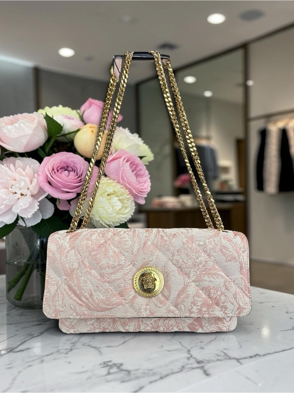 Versace Baroque Jacquard Quilted Medusa Shoulder Bag